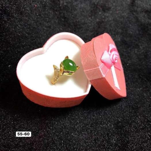 Bộ trang sức vàng tây mặt hồ ly ngọc bích tự nhiên