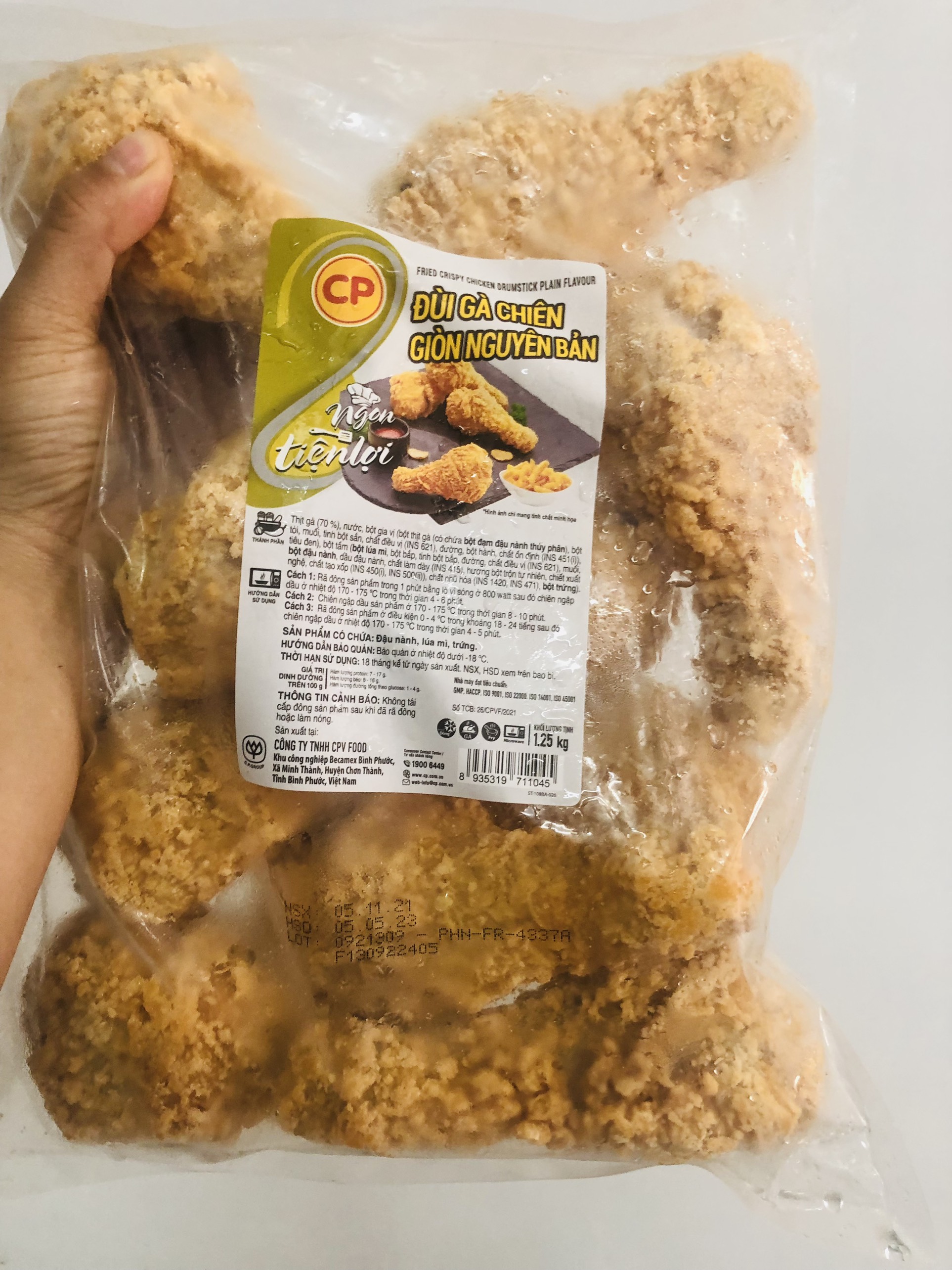 sỉ túi 10 cái đùi gà rán CP gói 1.25kg
