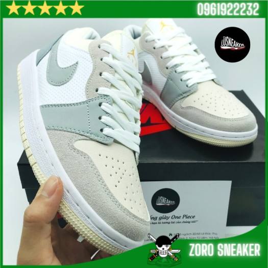 Giày Jordan Paris CHUẨN 11 giày sneaker JD 1 màu xám cổ thấp , size nam nữ 36-43