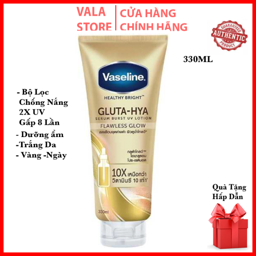 Sữa Dưỡng Thể Trắng Da Vaseline Healthy Bright Gluta HYA Serum Burst Lotion 10X (vàng ban ngày )Thái Lan