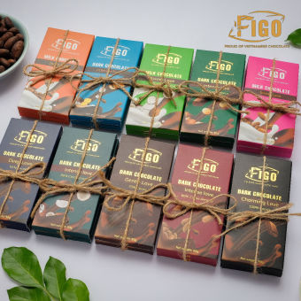 Combo Quà tặng+ có cột nơ ruy băng túi quà 5 hộp Chocolate đen mix vị tự chọn 50gram Figo