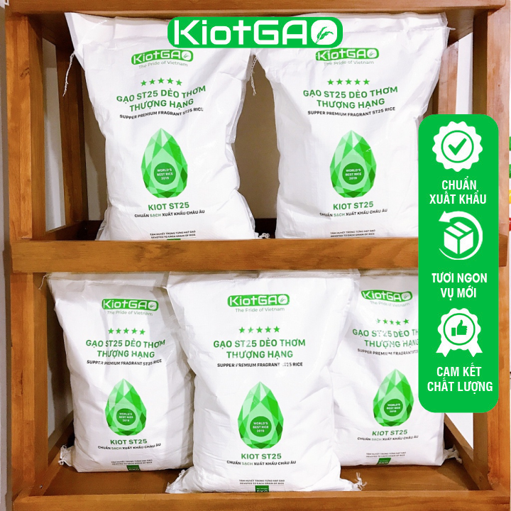 (Hỏa tốc) 25kg Gạo KIOT ST25 Dẻo Thơm Thượng Hạng, Gạo Tươi, Dẻo Thơm, Mềm Ngọt (bao ăn)