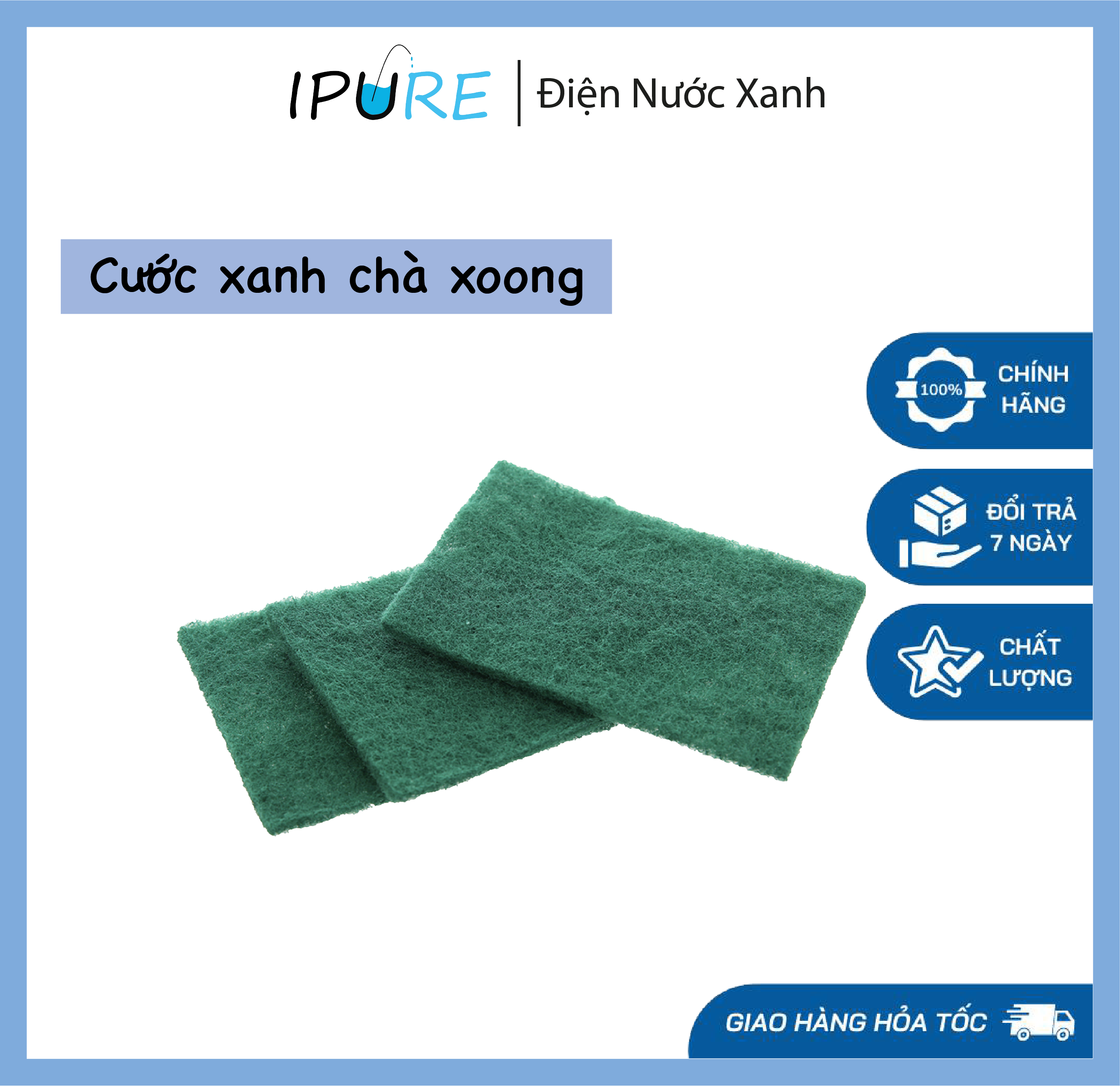 Cước xanh rửa chén nhám màu xanh kích thước 14.5 x 20 cm hesheng cao cấp - dnx ipure