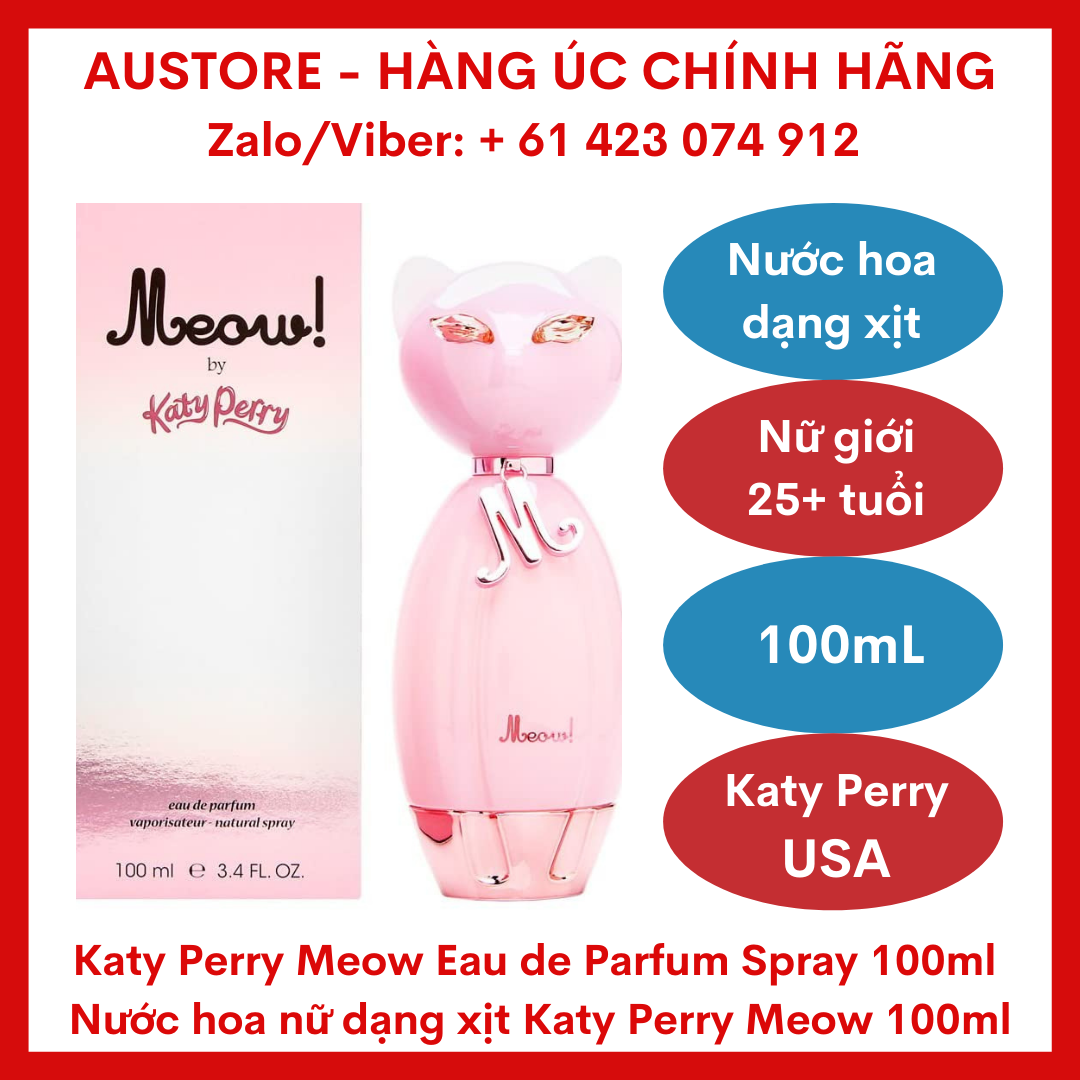 [Bill Úc, 100ml] Nước hoa nữ Katy Perry Meow Eau de Parfum 100ml (USA) xách tay Úc