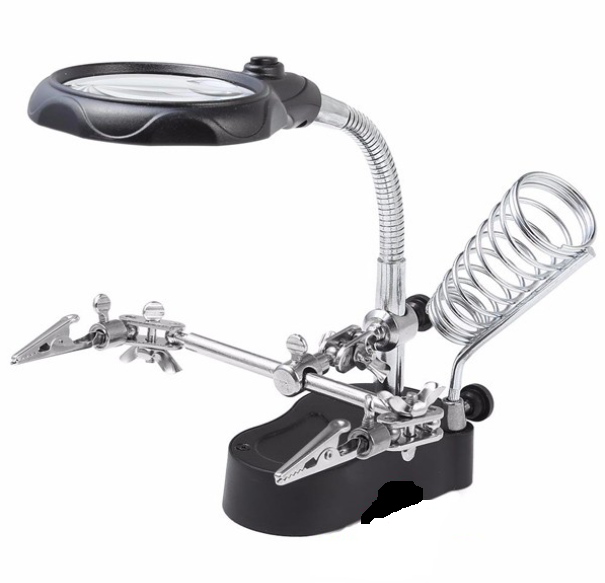 Kính lúp soi kẹp hàn mạch điện tử có 2 đèn led, có đèn chiếu sáng giúp bạn có thể hàn linh kiện vào ban đêm, thích hợp cho việc sửa chữa, kiểm tra, điện tử công nghiệp.