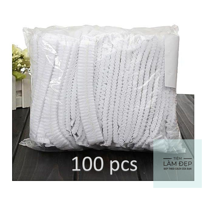 Nón trùm tóc con sâu PT medical trắng/xanh dùng trong spa, y tế bịch 100 cái