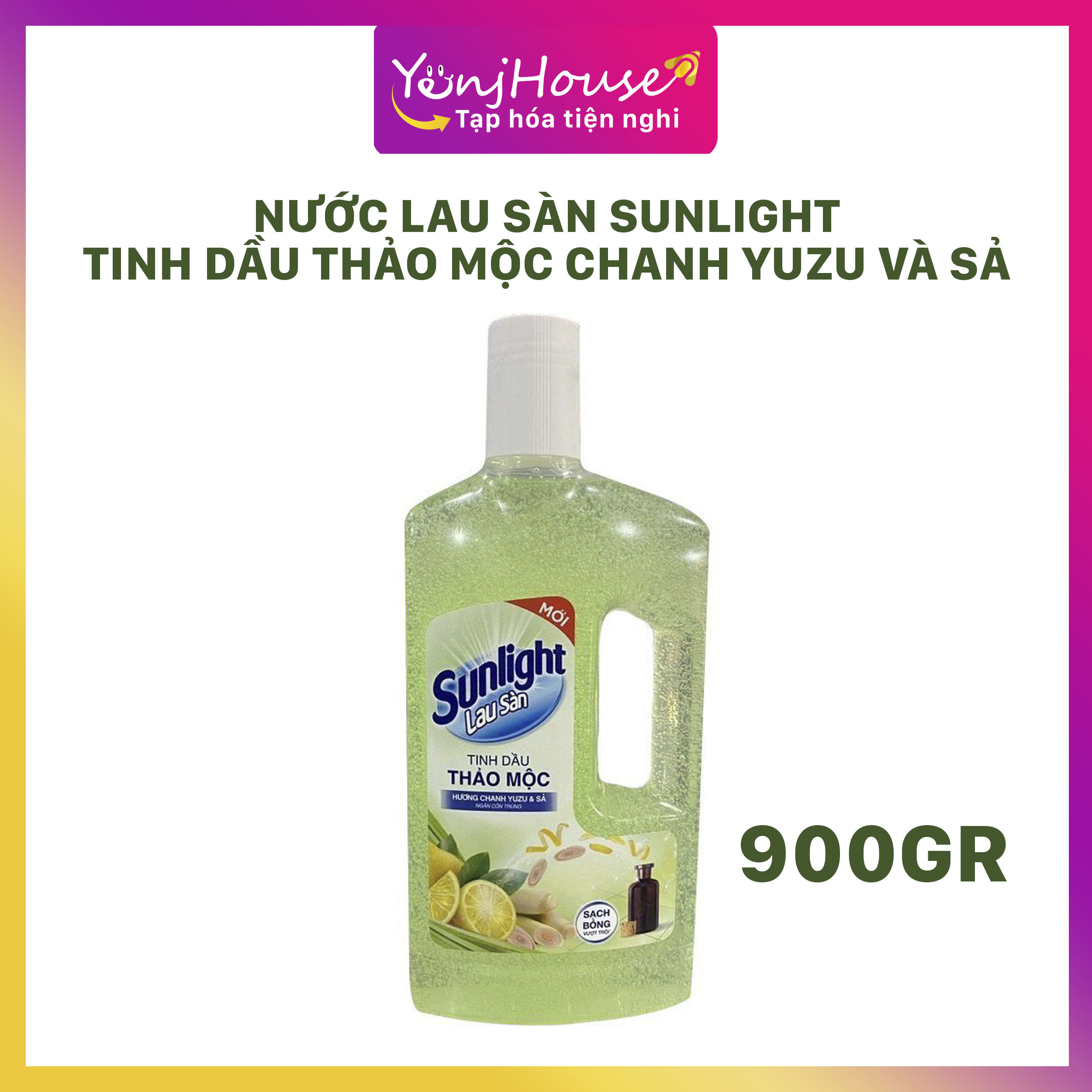 NƯỚC LAU SÀN SUNLIGHT TINH DẦU THẢO MỘC CHANH YUZU VÀ SẢ 900G - YENJHOUSE