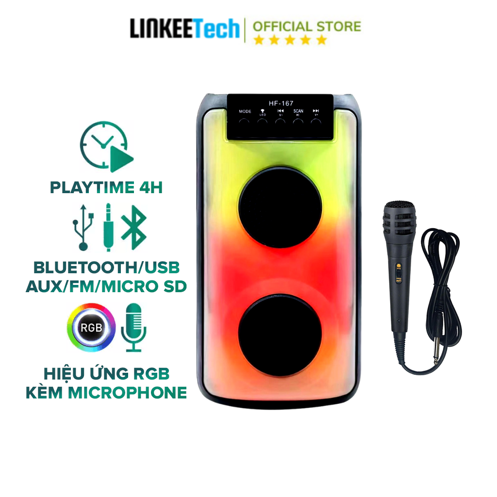 Loa bluetooth di động 10w, loa kéo hf165 hf167 âm thanh cực hay bass mạnh treble rời, loa hát karaoke công xuất lớn, loa mini xách tay - loa vi tinh - loa may tinh