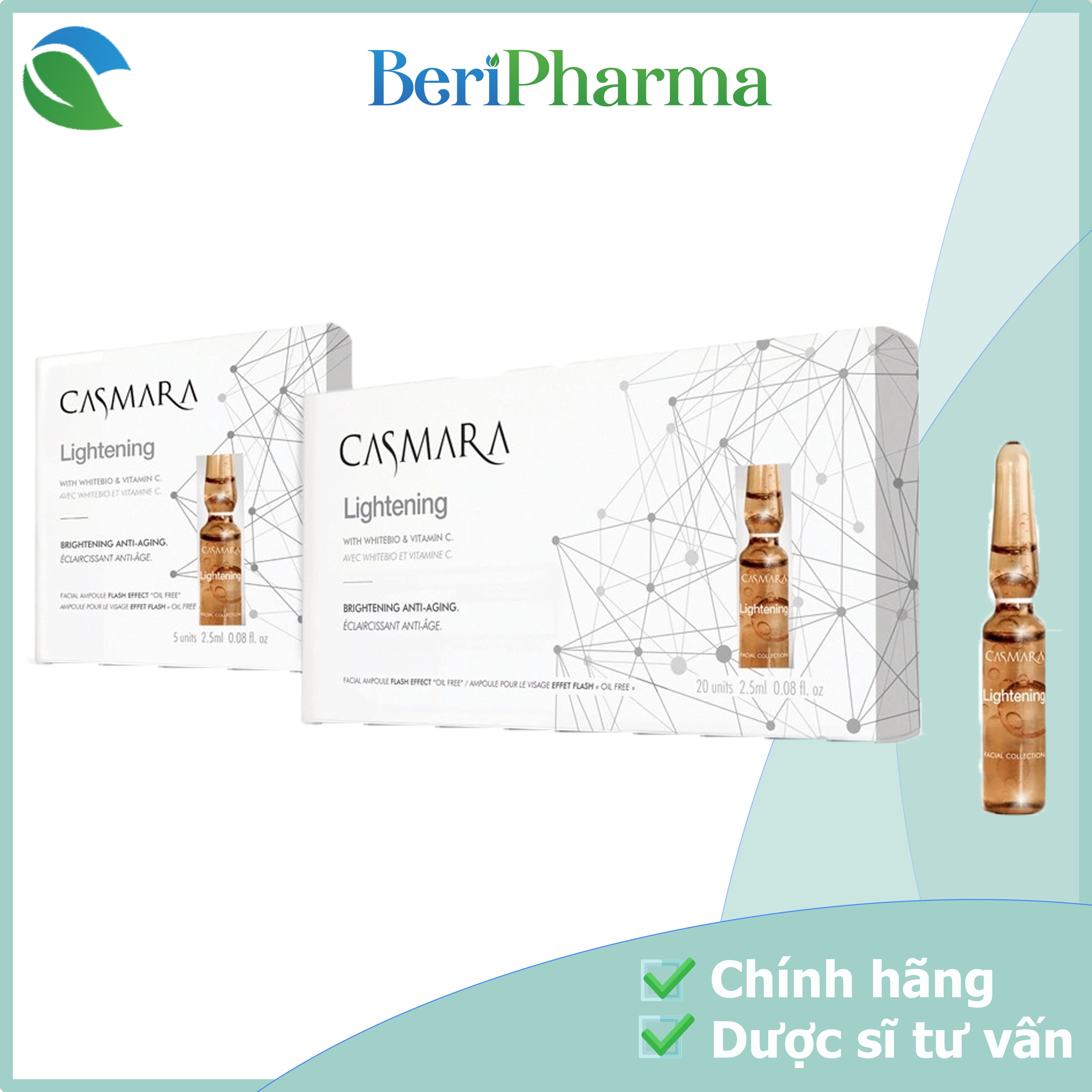 ✅ Casmara Huyết Thanh Làm Trắng Da Lightening Ampoule Flash 1 Hộp x 20 Ống