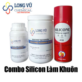 Combo Silicon Làm Khuôn Dẻo Hoàn Chỉnh Cao Cấp - SILICONE RUBBER-RTV - Gồm Silicone Chống Dính 416 + 200Ml Dầu Pha Loãng + 1Kg Silicon