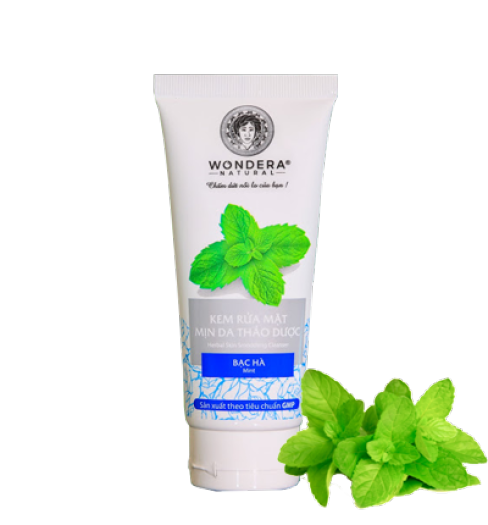 sữa rửa mịn da thảo dược Bạc Hà Wondera 100g. Hỗ trợ trị da mụn thâm 100% thiên nhiên