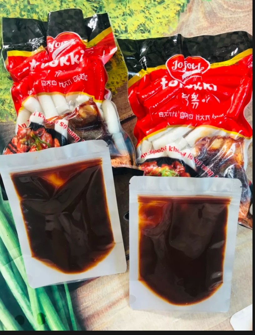 1kg bánh gạo tokbokki hàn quốc jofood kèm 200g sốt ah food