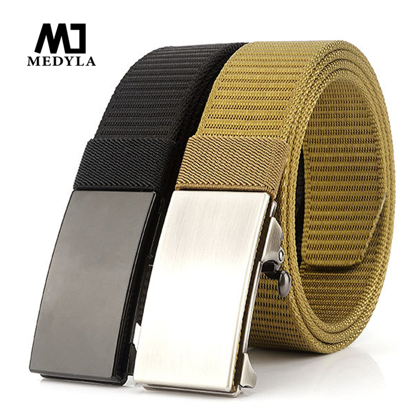 MEDYLA Men s Outdoor Casual Canvas Climbing Belt Automatic Buckle Jeans