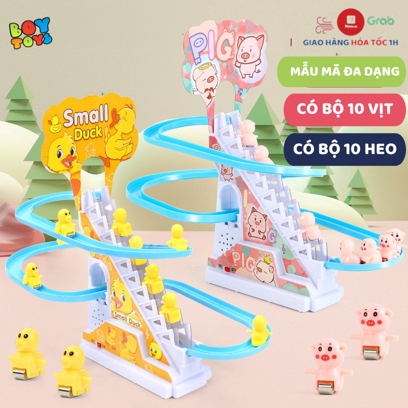 [CÓ LOẠI 10 VỊT] Đồ chơi vịt leo cầu thang, heo Peppa, chó cứu hộ, đội bay siêu đẳng leo cầu thang có nhạc và có đèn ngộ nghĩnh cho bé (Lựa chọn phân loại phù hợp cho bé)
