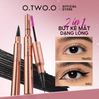 O.TWO.O 2 TRONG 1 Bút Kẻ dạng lỏng Mắt Mascara Bút Kẻ Mắt Hai Đầu Mỹ Phẩm Màu Đen Chống Thấm Nước Lâu Trôi Chất Lỏng Chống Chuyển