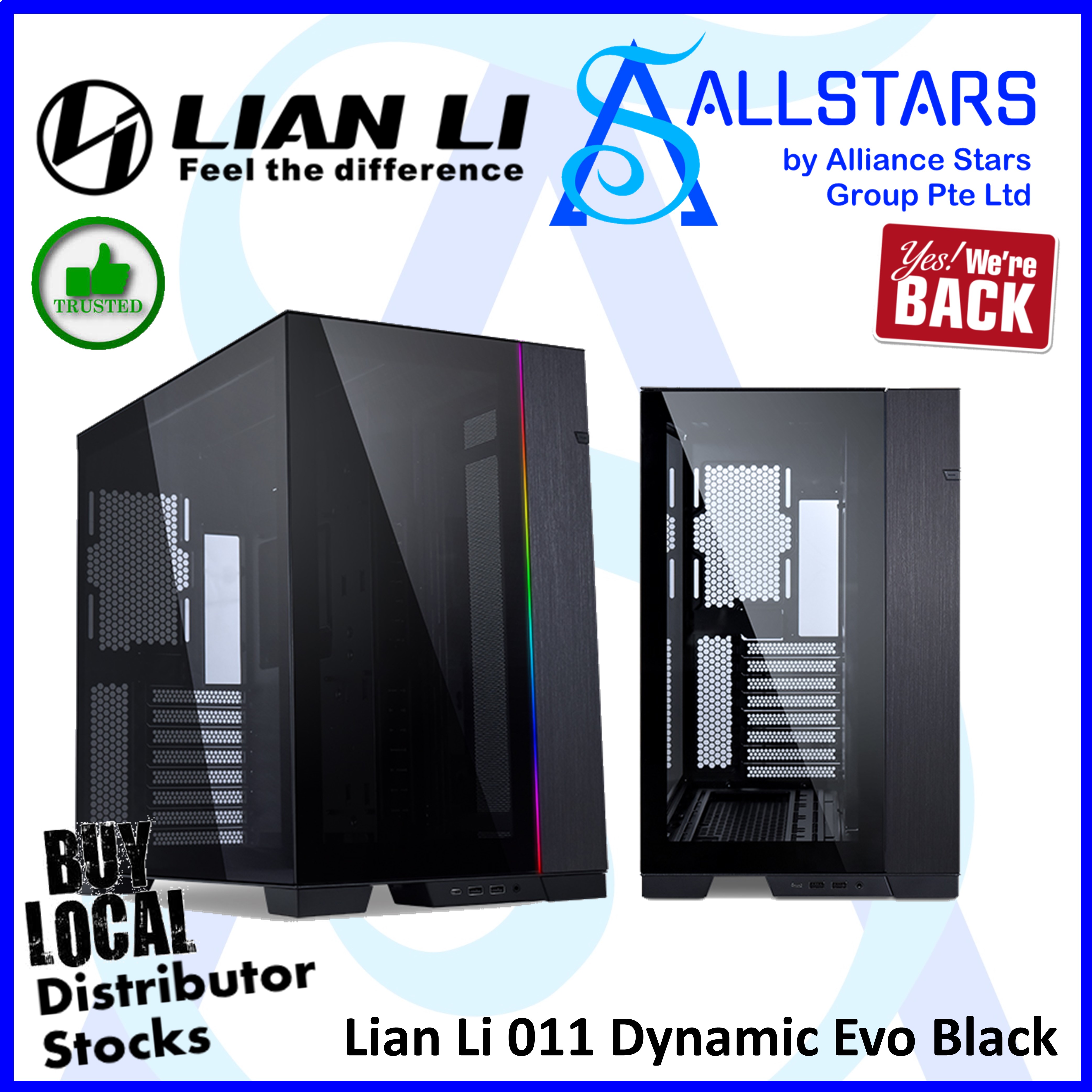 (ALLSTARS : We Are Back / DIY Promo) Lian Li o11 Dynamic EVO (Black) / Lian Li o11 EVO Black ATX Tower Chassis / Computer Casing / Case / Tempered Glass (O11DEX) (Warranty 1year on switch)