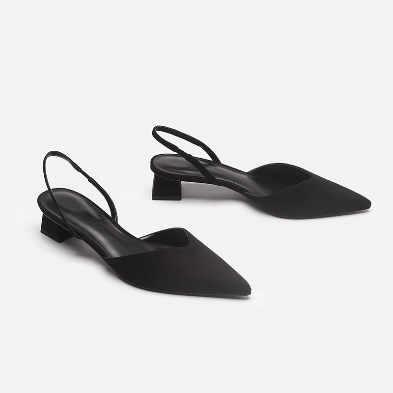 Giày sandal mũi nhọn gót vuông dáng basic - sa001