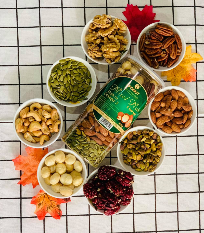Mix hạt dinh dưỡng óc chó, hạnh nhân, macca, dành cho mẹ bầu, Đặc Sản Ngon Lạ Đà Lạt