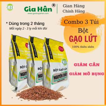 Combo 3 gói Bột gạo lứt giảm cân,giảm mỡ bụng [ 500g ] bột nguyên chất , từ gạo lứt huyết rồng , giúp giảm cân, gạo lứt hữu cơ.