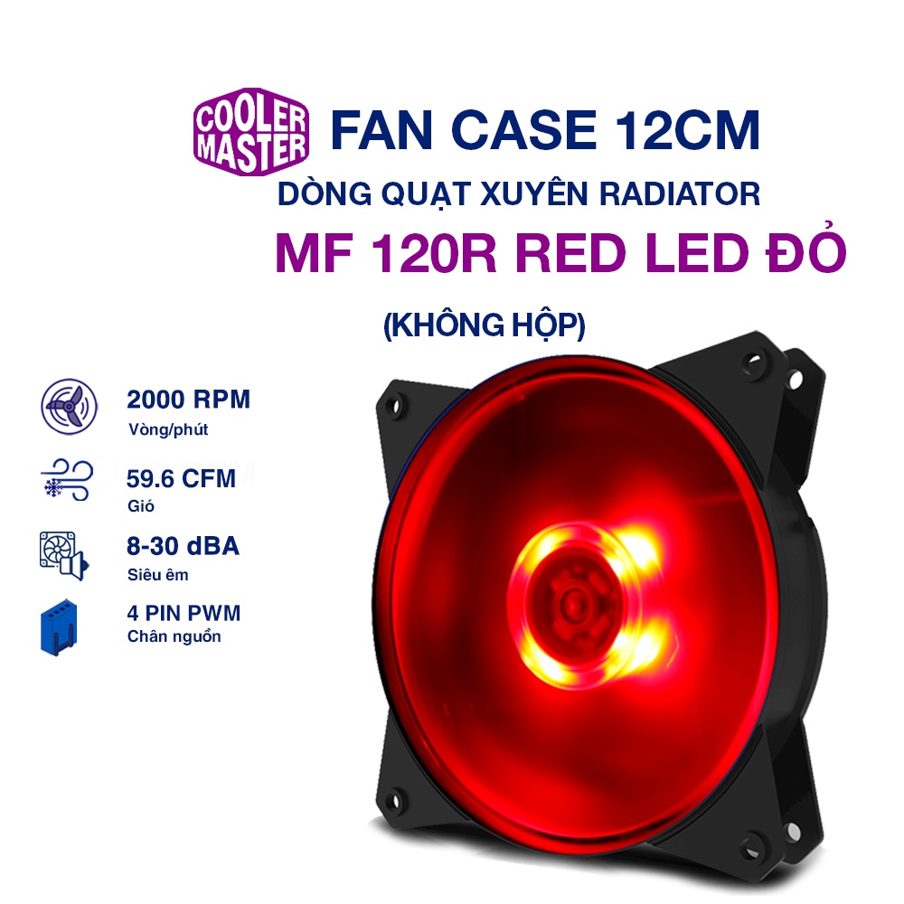 Quạt tản nhiệt case Cooler Master MF120R RED - Fan Case 12cm bản tách hộp ( Phụ kiện Pico )
