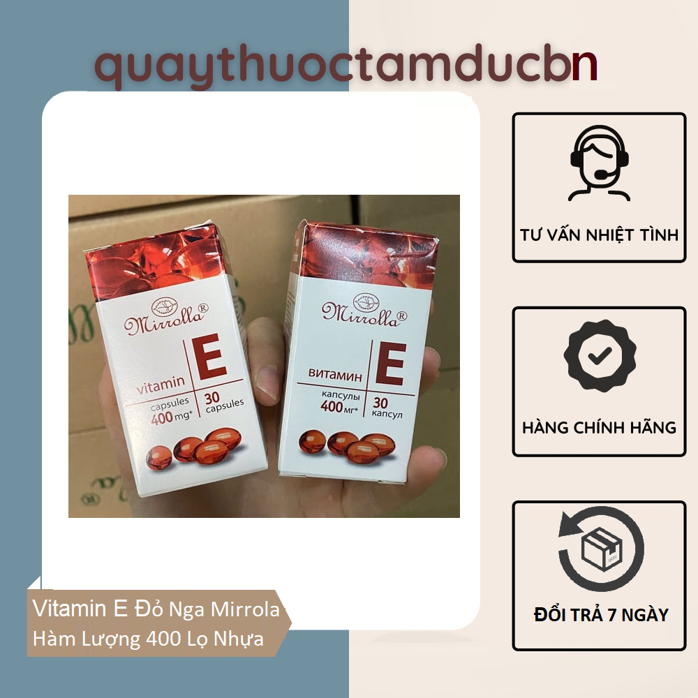 Vitamin E Đỏ Nga Mirrola Hàm Lượng 400 Lọ Nhựa Hỗ Trợ Làm Đẹp Da