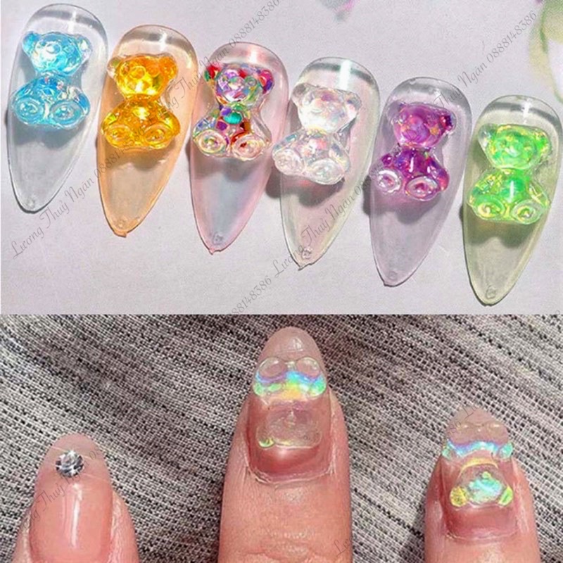 Charm gấu nhựa trang trí móng bán lẻ con - sinailmi
