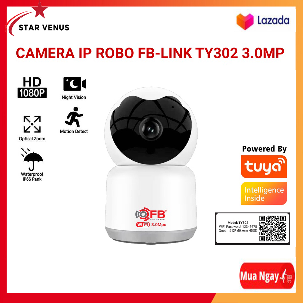 Camera ip fb-link ty302 3.0m , camera an ninh gia đình, camera wifi không dây giá rẻ, camera ip giám sát, bảo hành 12 tháng