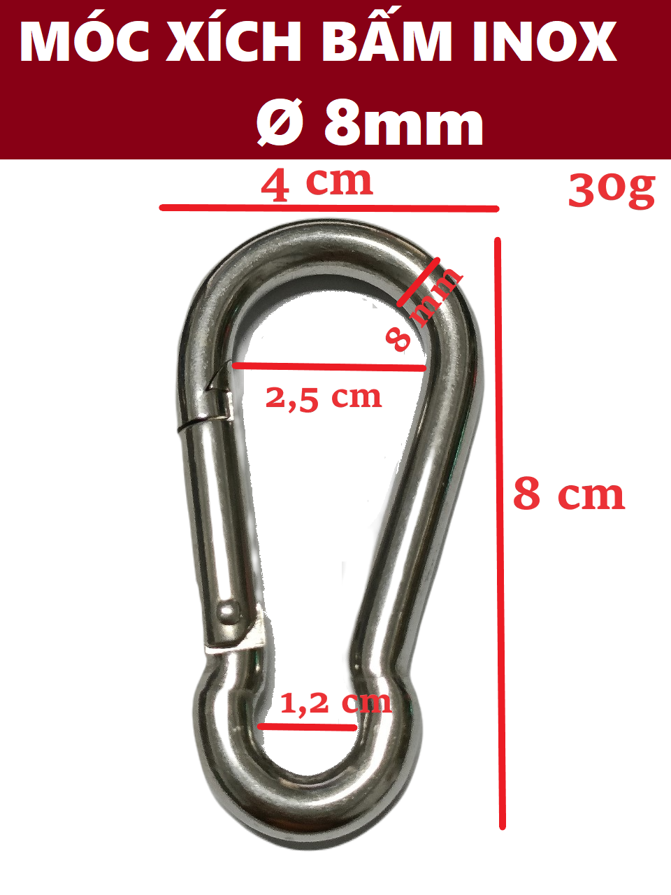 Móc xích bấm inox 304