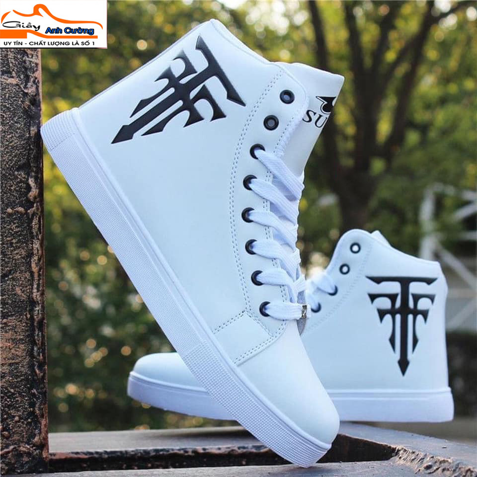 Giày nam thể thao sneaker Anh Cường trắng đẹp bata cổ cao cho học sinh đi học đi làm cao cấp Mã CCH-1