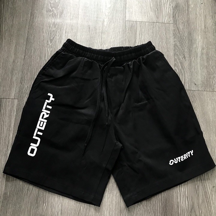 Quần short Outerity 2 màu đen trắng Phong cách unisex nam nữ chất Kaki - Ginstore 003