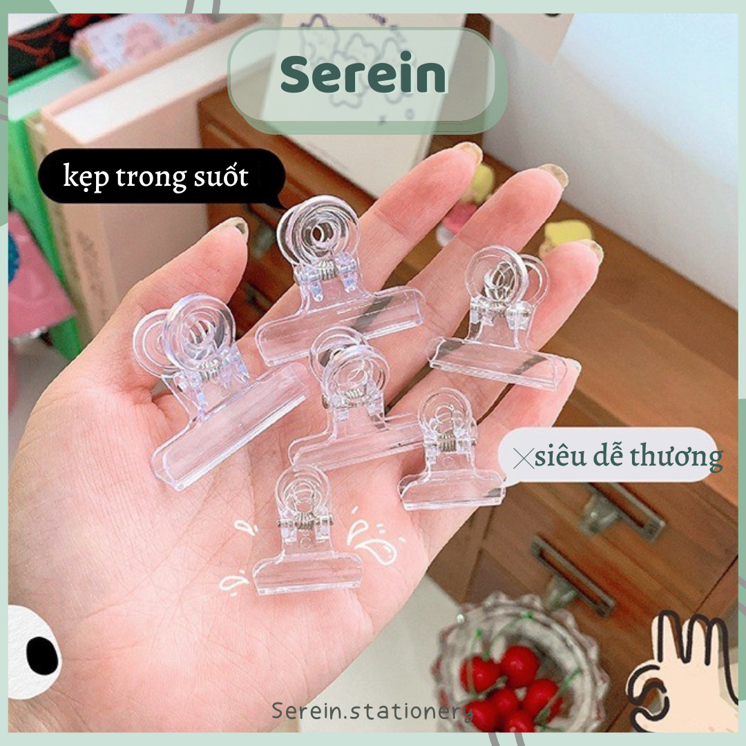 Kẹp giấy kẹp tài liệu trong suốt tiện dụng SEREIN văn phòng phẩm hàn quốc