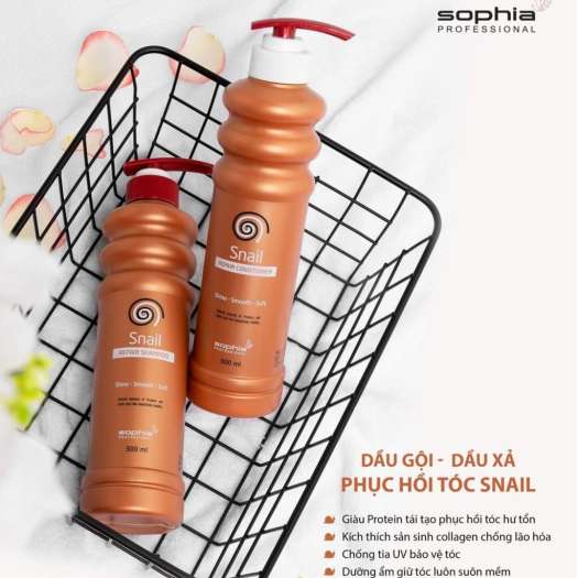 Cặp Dầu Gội/Xả Siêu Phục Hồi Tóc Snail Sophia Cao Cấp Hàn Quốc (500mlx2)
