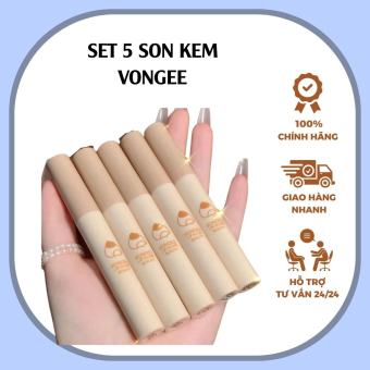 Bộ 5 son kem cây Vongee mịn lì vongee nội địa trung chống thấm nước