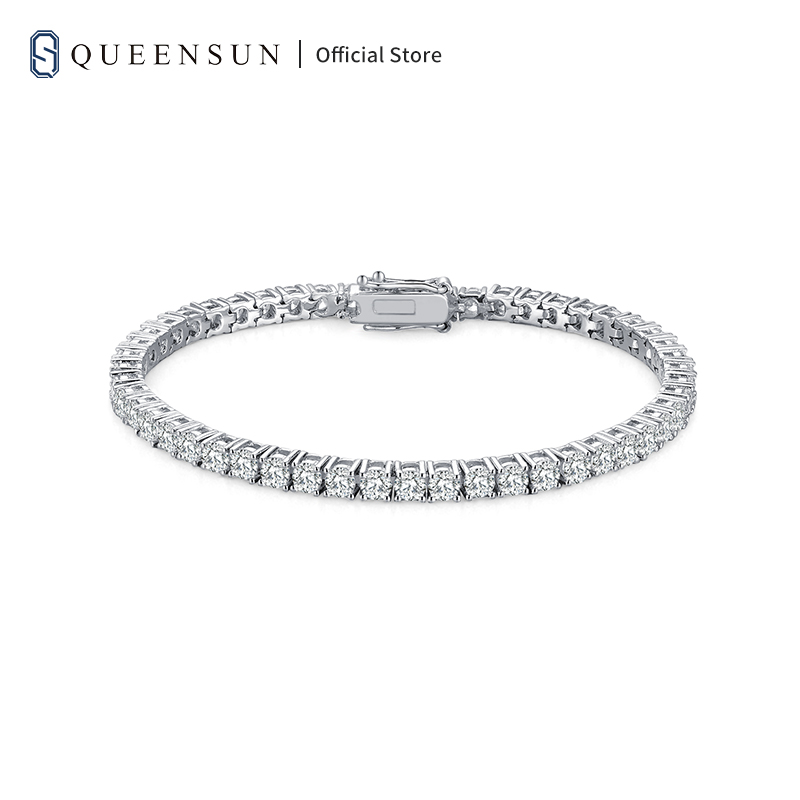 Queensun 18K gold elastic tennis diamond bracelet full of real diamonds and sparkling jewelry Light luxury lab grown diamond DE VS custom bracelet , for men and women gift,网球钻石手链 IGI certificate certification ，Ladies' gifts，daily Bracelets