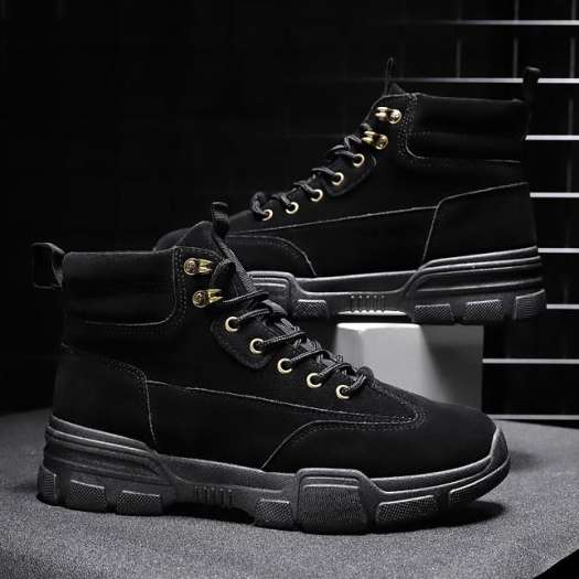 Giày Boot Cổ Cao Nam Cao Cấp Giả Da Lộn BCC001 Đen