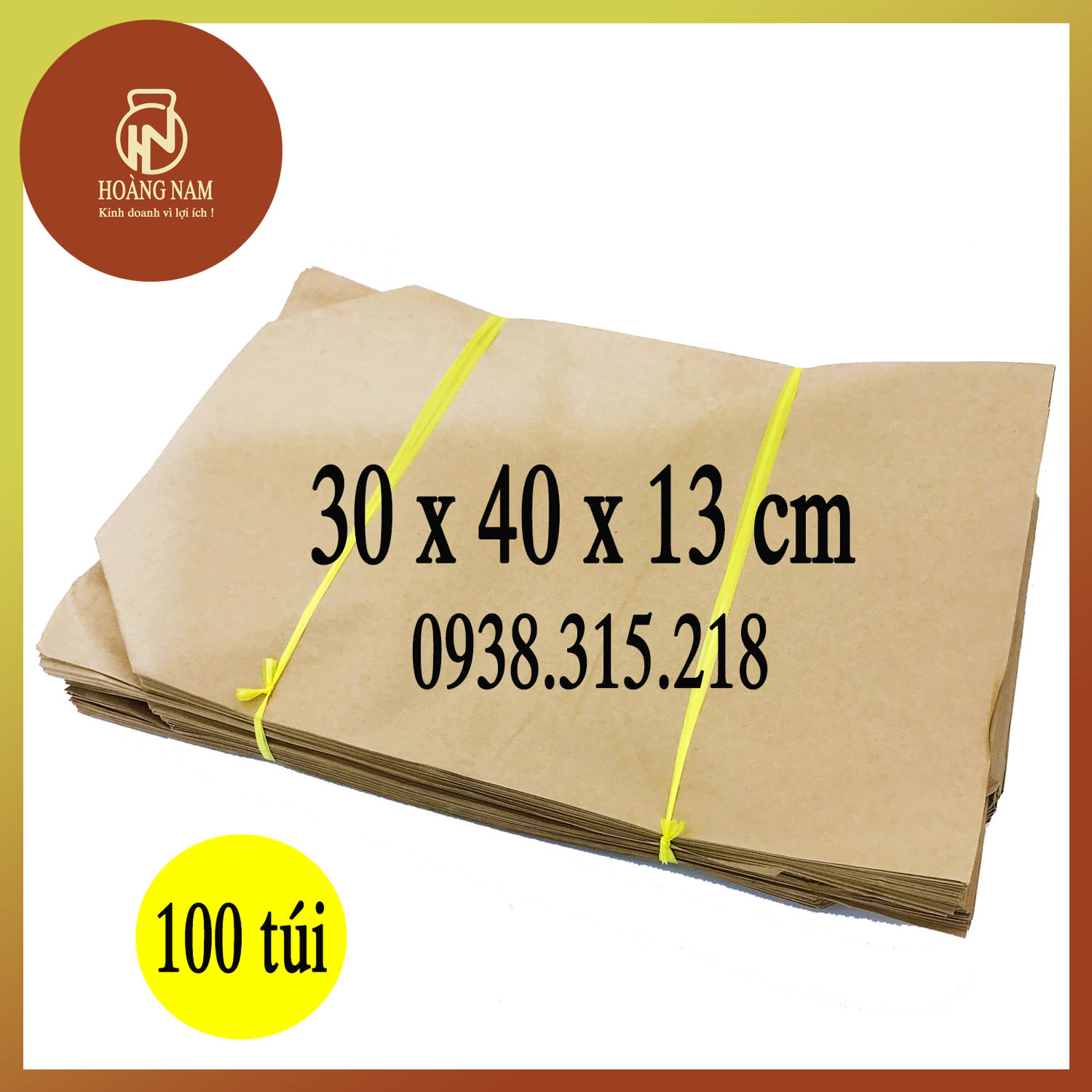 100 Túi giấy xi măng | Kraft size 4013 cm | Đựng trọng lượng 7kg - Sự lựa chọn tuyệt vời để bảo quản thực phẩm an toàn