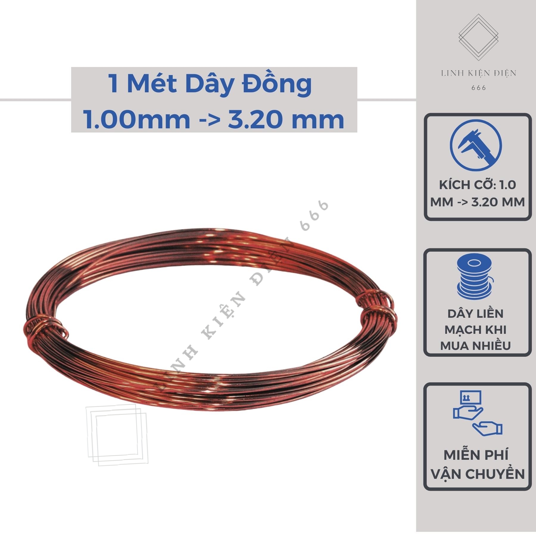 Dây đồng quấn biến áp 1 mét (1.00 đến 3.20mm) quấn máy hàn pin motor làm uốn cây bonsai mũi mỏ hàn cuộn dây đồng