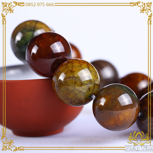 Vòng Tay Phong Thủy Đá Mã Não Vảy Rồng Chính Hãng Cao Cấp Hạng A - Pháp Tâm