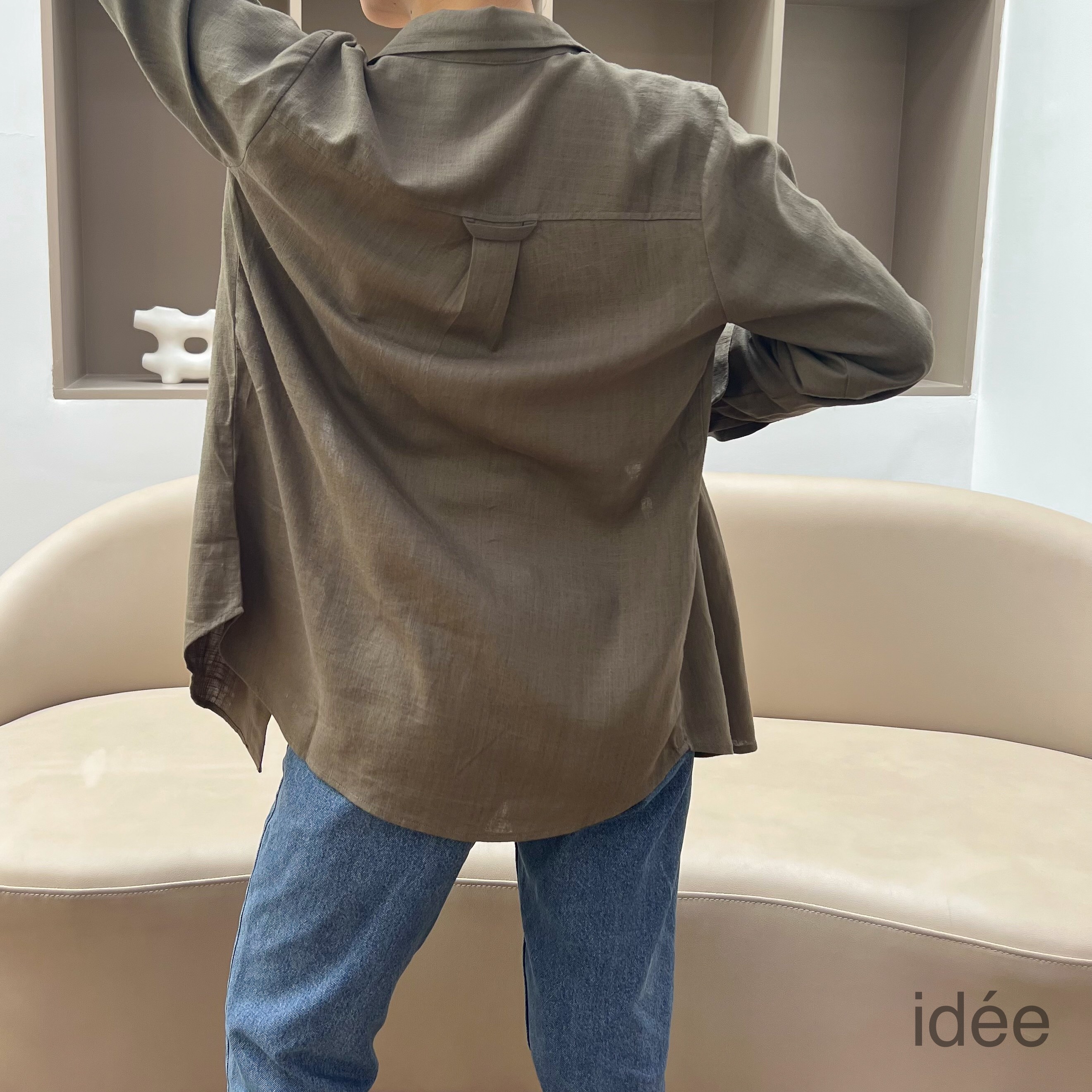 Áo sơ mi idée tay dài vải linen