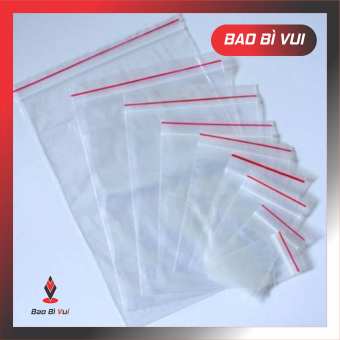 Túi zip trong PE viền đỏ  500g túi , BAO BÌ VUI