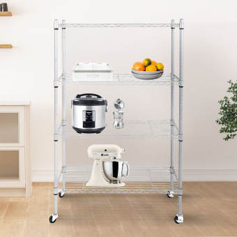 Homebase FURDINI Bộ kệ để đồ bằng thép có 4 ngăn lưu trữ đồ đạc FLOW W91.4xH142xD35.6cm màu bạc