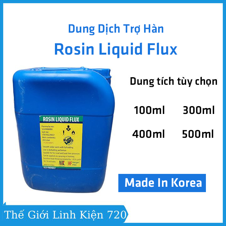 Dung dịch trợ hàn rosin liquid flux 100ml, 300ml, 400ml, 500ml không chứa chì hàng hàn quốc