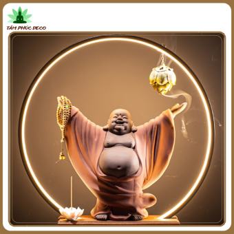Tượng Ông Di Lặc trầm hương , thác khói trầm hương tượng di lặc cao cấp đèn led trang trí gia đình decor phòng