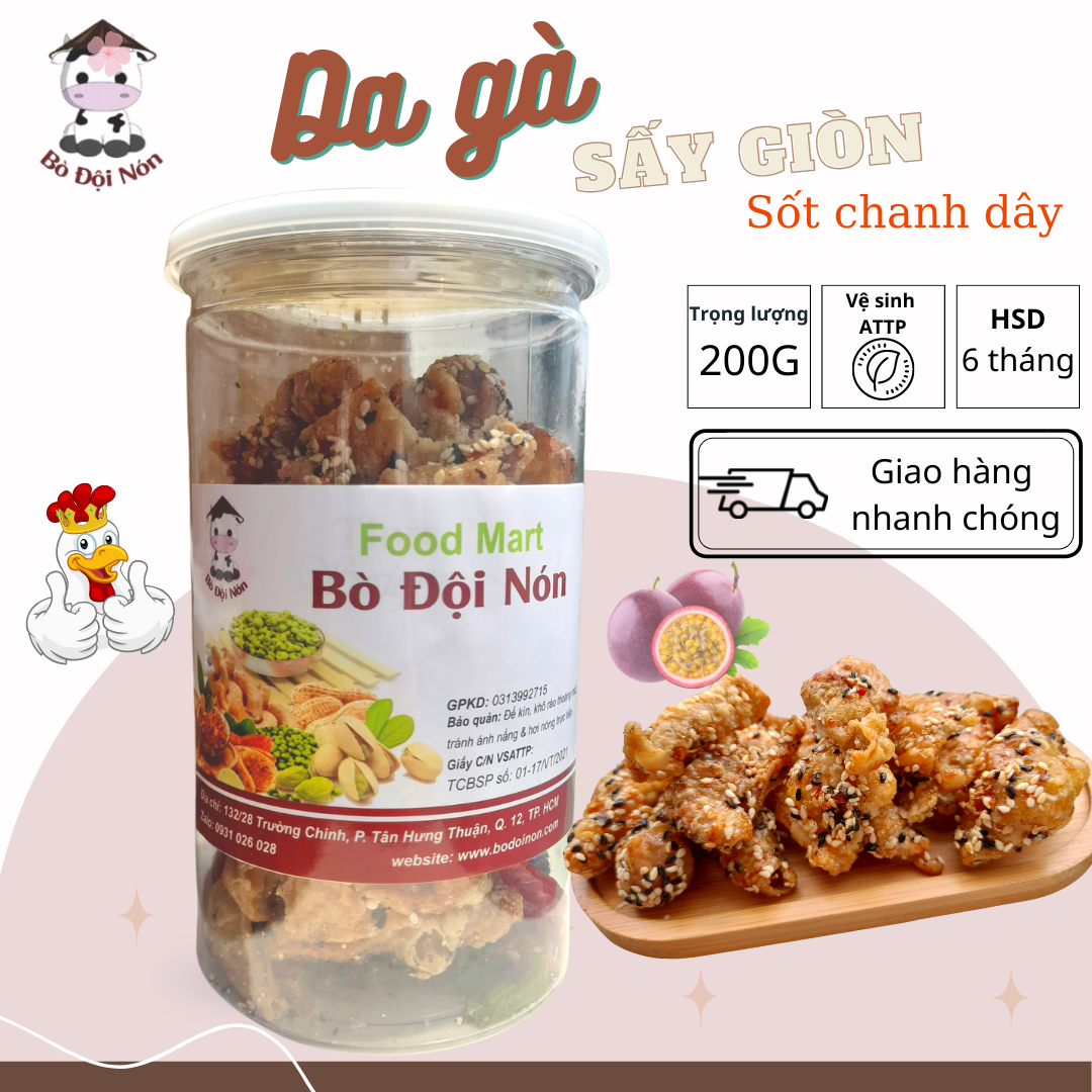 200g da gà sấy giòn sốt chanh dây bò đội nón