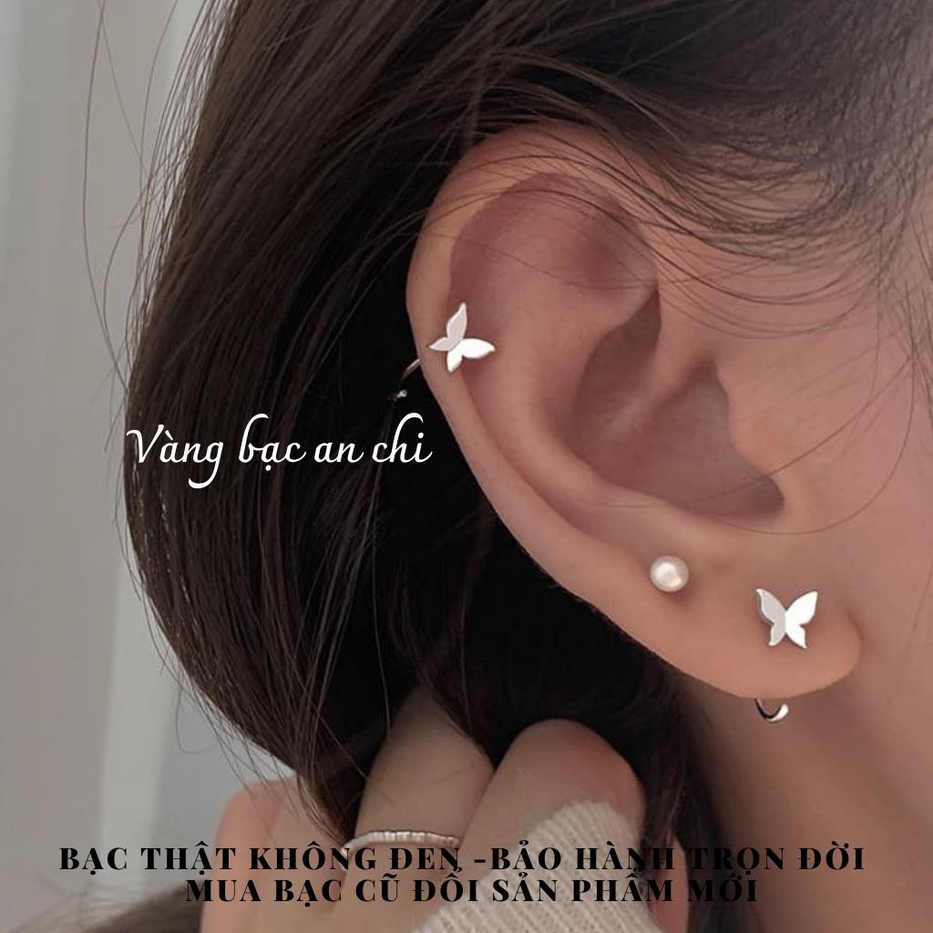 Bông tai bạc,Bông tai nữ đơn giản thanh lich Anchi jewelry