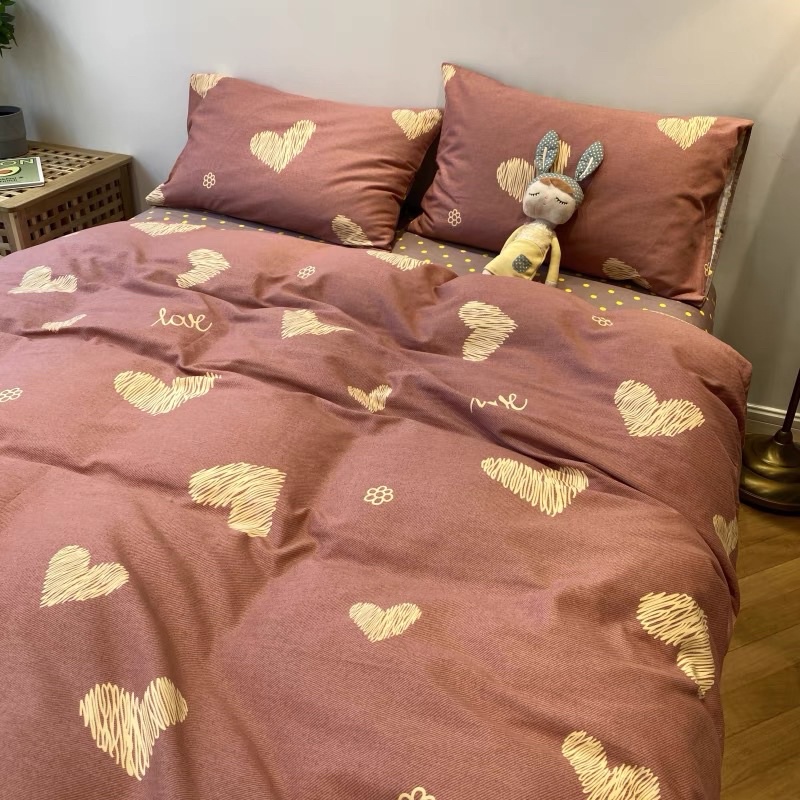 💖 bộ 5 món vỏ chăn ga gối mẫu tim xước coton poly cao cấp 💖