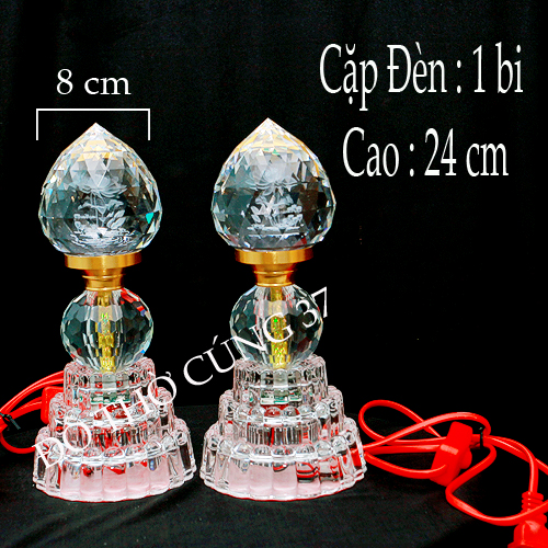 Đèn thờ led pha lê trái đào