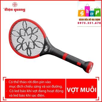 Bộ Vợt Muỗi Điện Quang Đq Emr06L Blr (Đen - Đỏ 2In1-Đèn Pin To Gắn Liền Trên Thân Vợt Có Thể Tháo Rời