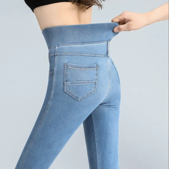 CottonDesign Quần Bút Chì Denim Cạp Siêu Cao Ngoại Cỡ 38 Dành Cho Nữ Quần Jean Dáng Ôm Mặc Thường Ngày Ngoại Cỡ Quần Bò Co Giãn Bó Sát Thanh Lịch 3BP0188
