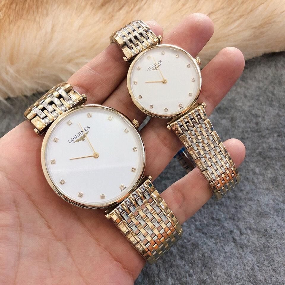 Đồng hồ cặp thời trang nam & nữ dây Kim Loại L0NGINES hàng cao cấp mặt Kính SAPPHIRE , chống nước , vỏ thép không gỉ , cao cấp